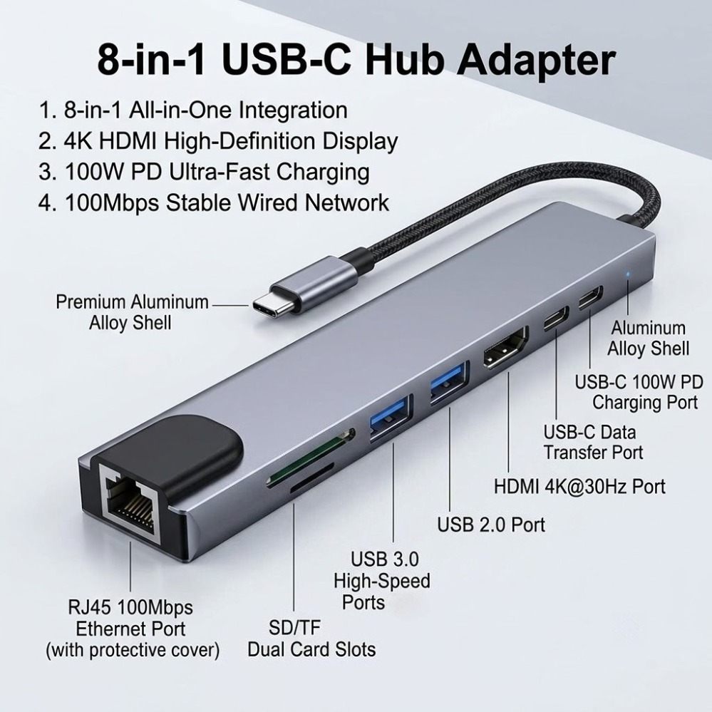 Hub Docking Station 8 in 1 Typ - Usb Hub Type C recensione e prezzo